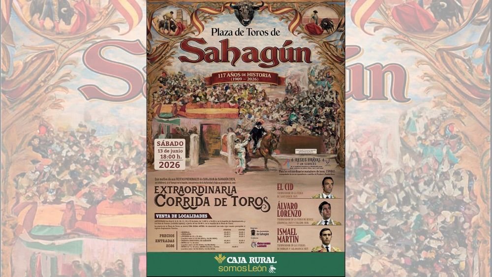 Cartel oficial de la corrida de toros en Sahagún