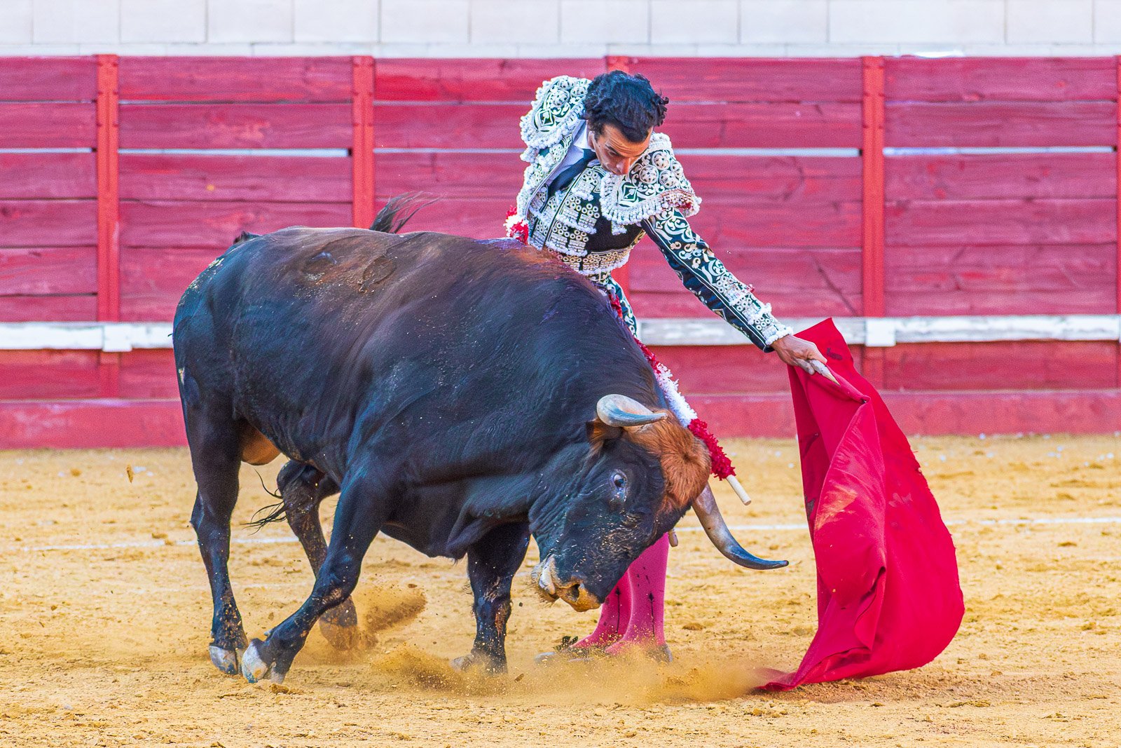 Fotografía de Javier Pérez del matador Morenito de Aranda ejecutando un pase al natural.