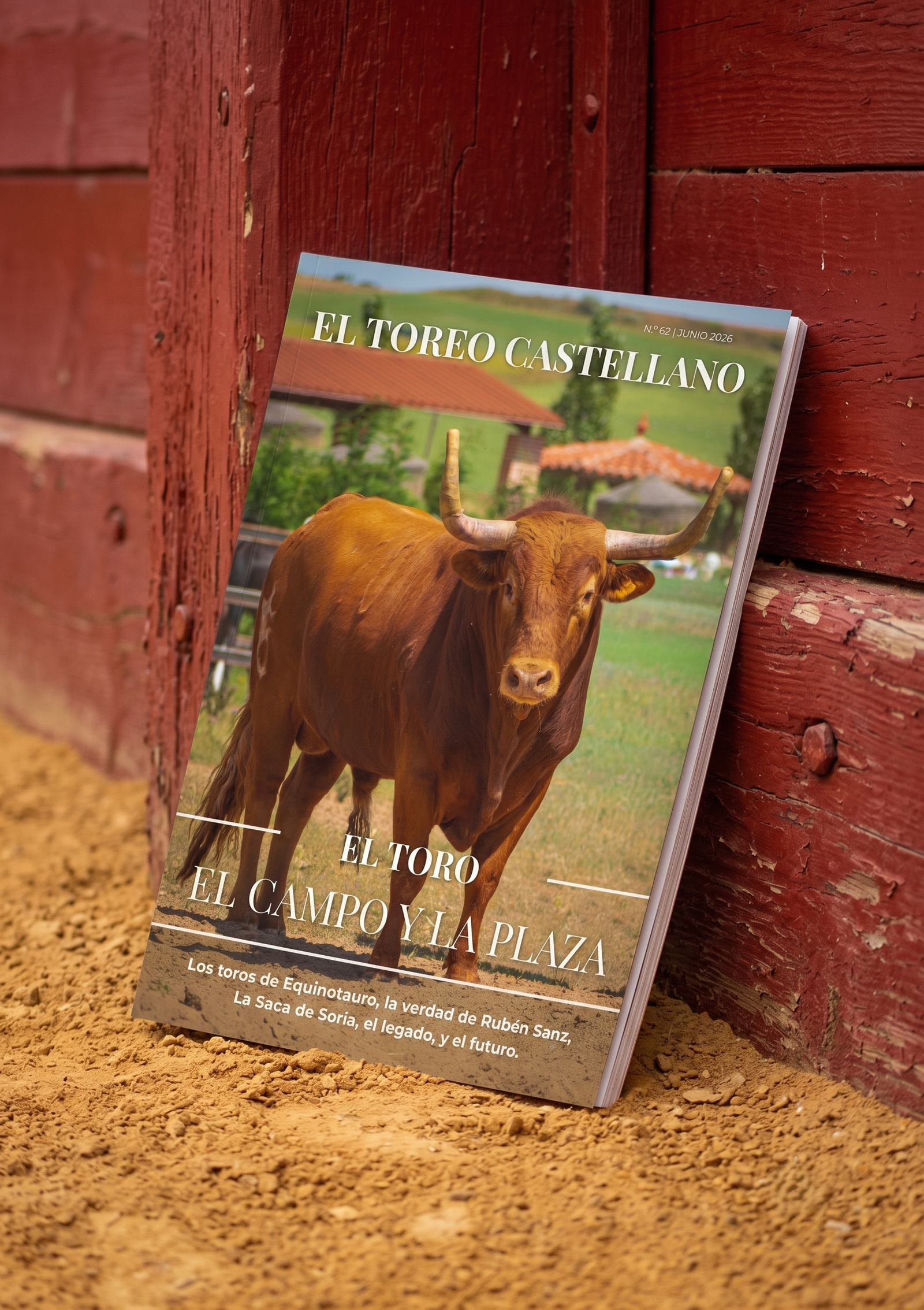 revista digital taurina 5 Ejemplar físico de la revista El Toreo Castellano apoyado en un burladero de madera sobre el albero.