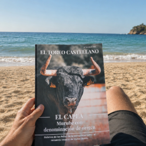 Un aficionado leyendo la revista El Toreo Castellano en la playa durante el verano.