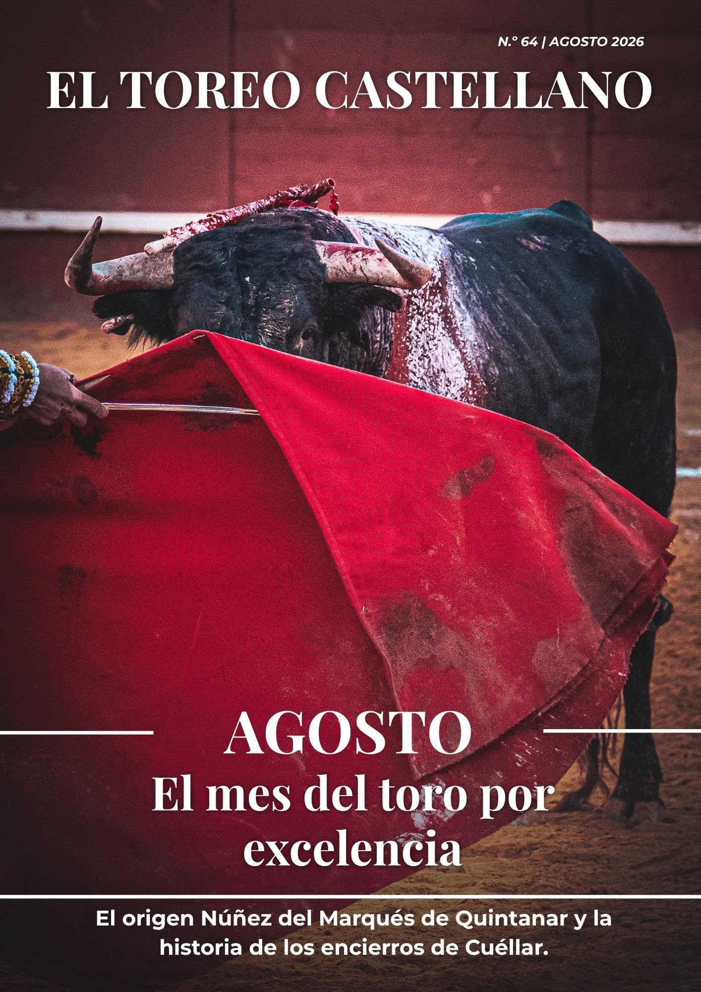 Revista El Toreo Castellano Nº 64 (Volumen 7 Papel) 2 Portada de El Toreo Castellano agosto 2026 con un toro bravo frente a una muleta