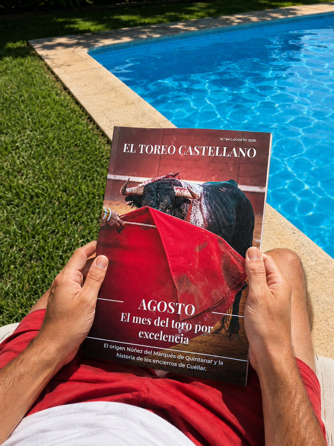 El Toreo Castellano agosto 2026 junto a una piscina durante una lectura al aire libre